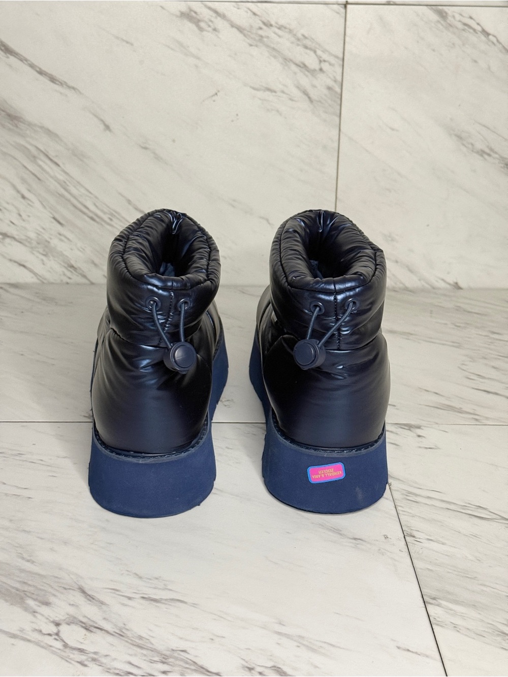 Portland Boot Co Blue Metallic Puffer Cozy Booties Platform Womens Size 11 - Picture 3 of 6